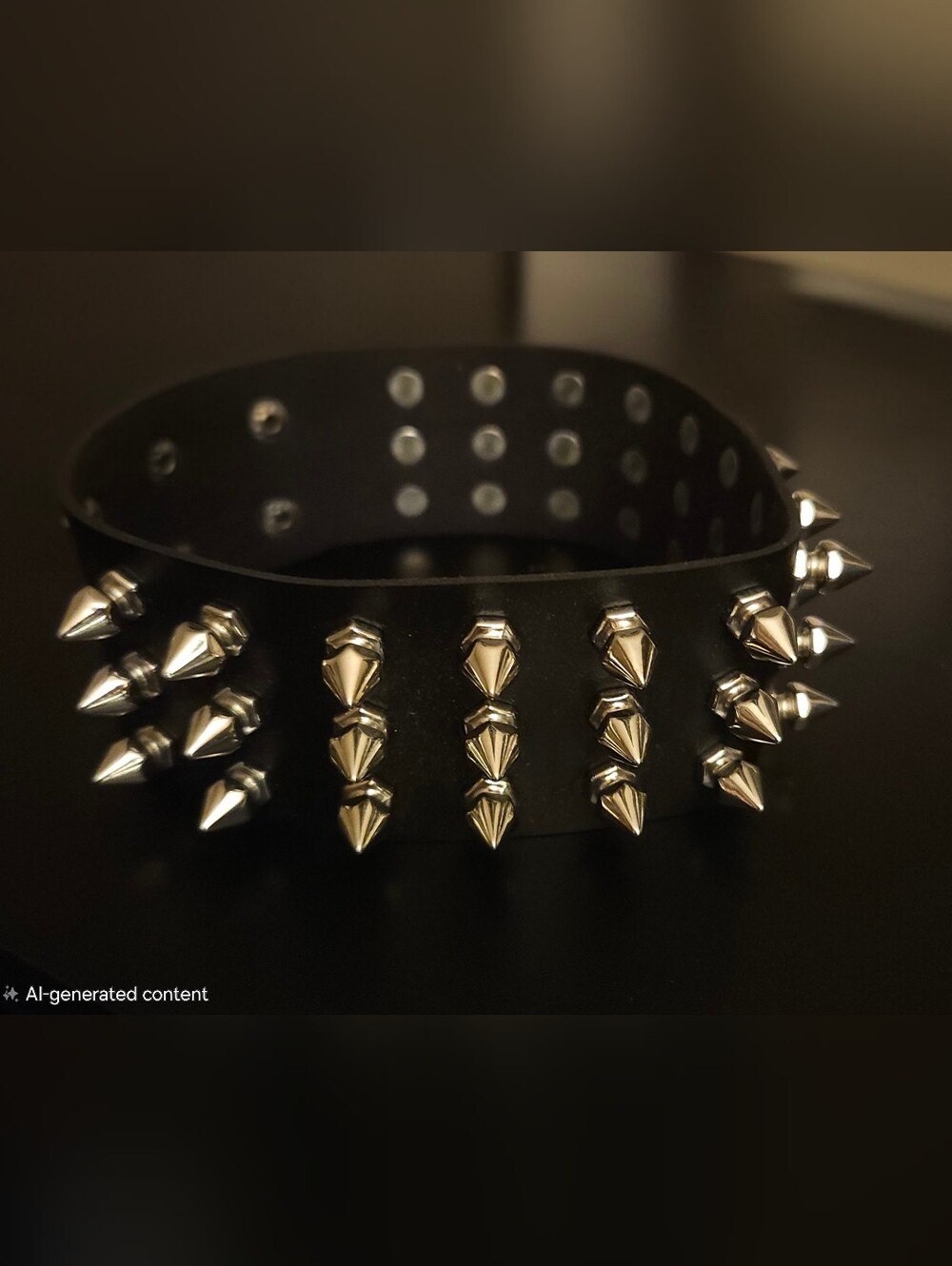 Black Studded Spike Chocker with Silver Spikes